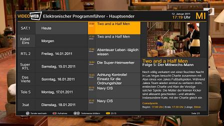 Der internetbasierte Programmführer VideoWeb Hybrid EPG liefert ausführliche Informationen zu TV-Sendungen und Filmen.